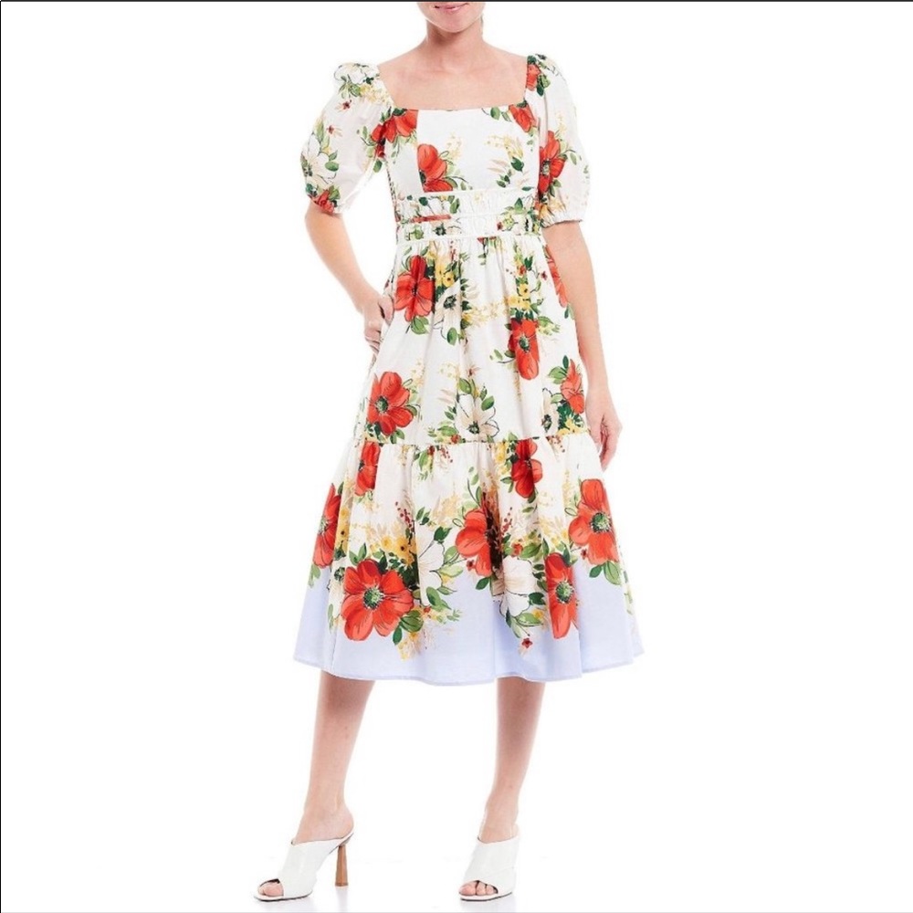 Vince Camuto floral puff sleeve dress